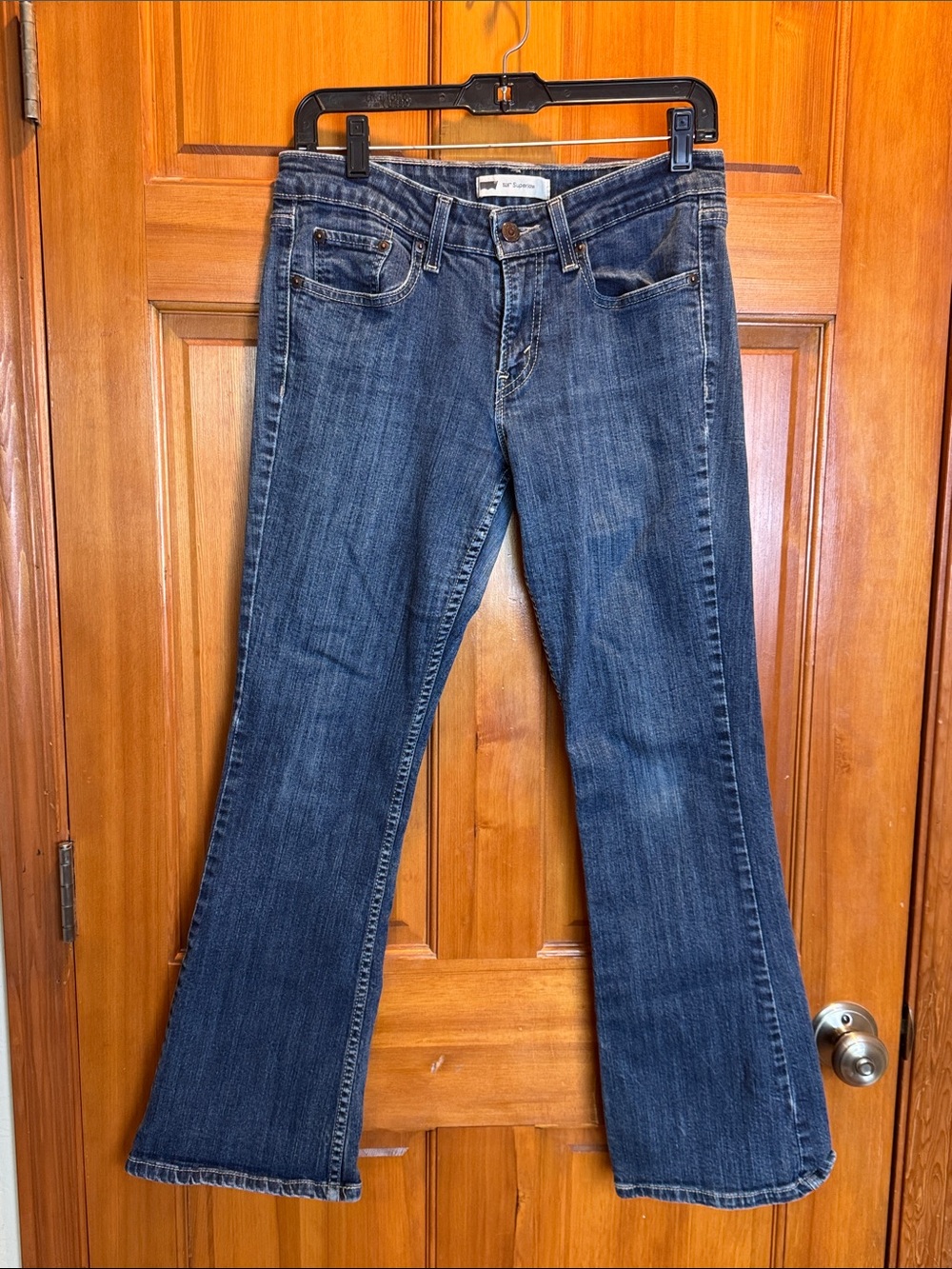 Vintage Levi's 518 Superlow Bootcut Dark Blue Flare Jeans W29 L30 Stretch Y2K